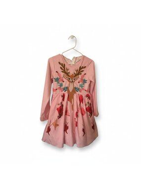 Girls Pink Christmas Reindeer Dress – Size 10/12